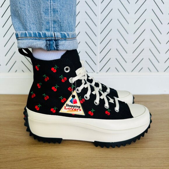 🍒Rare Converse Run Star Hike Hi Women Platform Shoes 6.5 Cherries Black A08113C - Picture 2 of 13